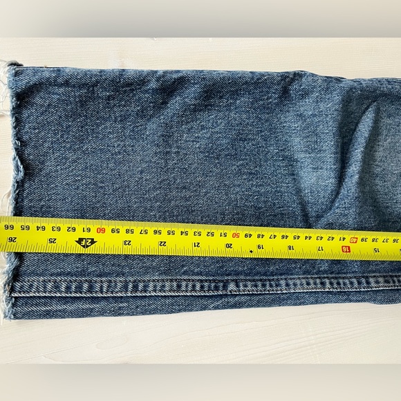 Top shop straight leg Jean in mid blue with raw hem - Picture 5 of 5